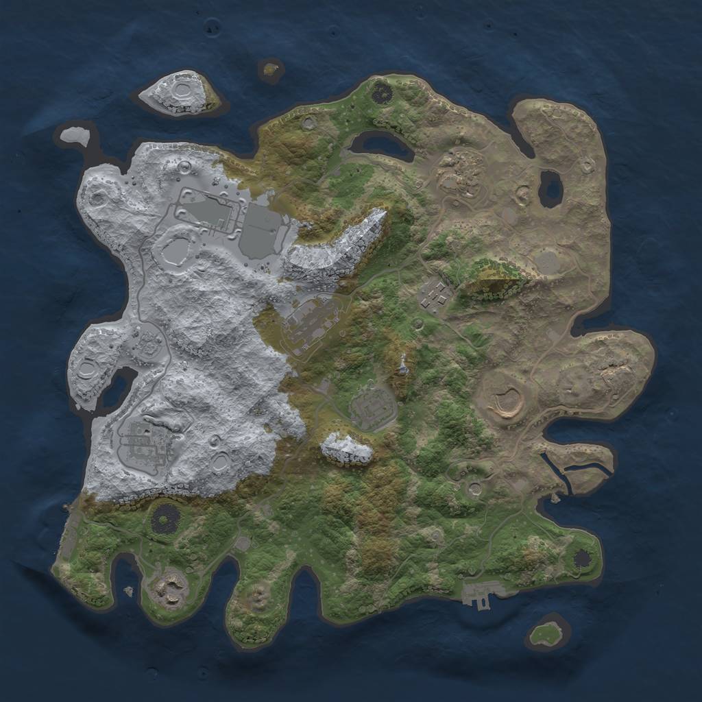 Rust Map: Procedural Map, Size: 3500, Seed: 3738743, 15 Monuments
