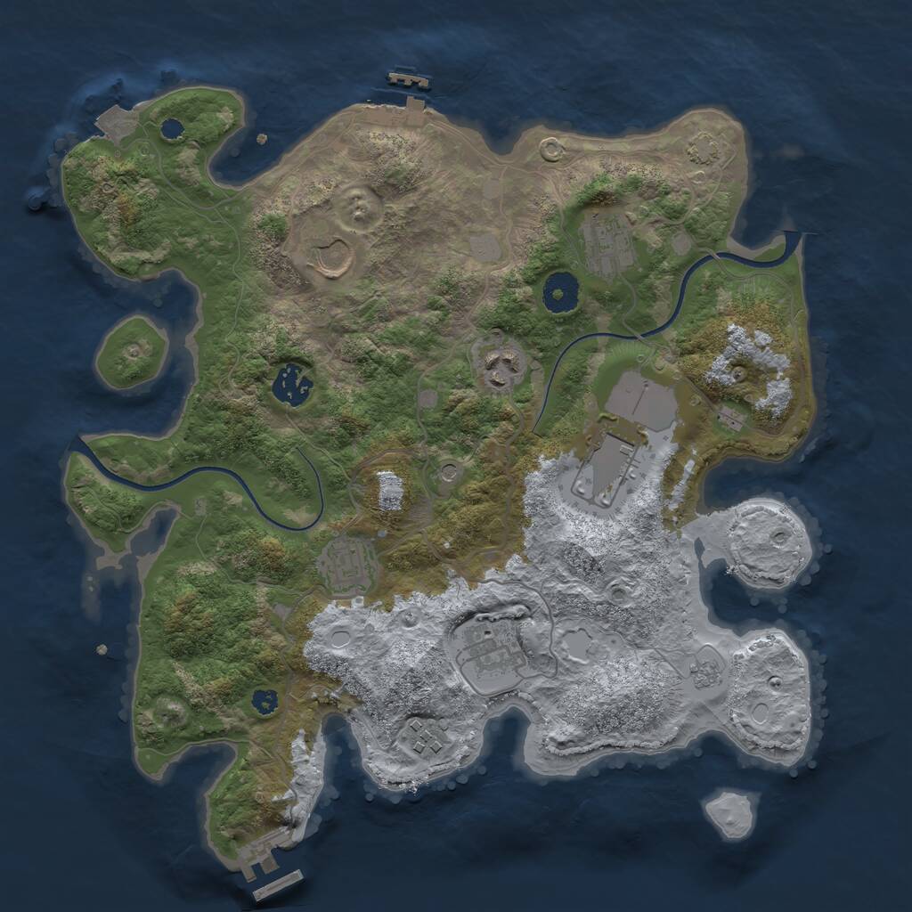 Rust Map: Procedural Map, Size: 3500, Seed: 6354377, 14 Monuments
