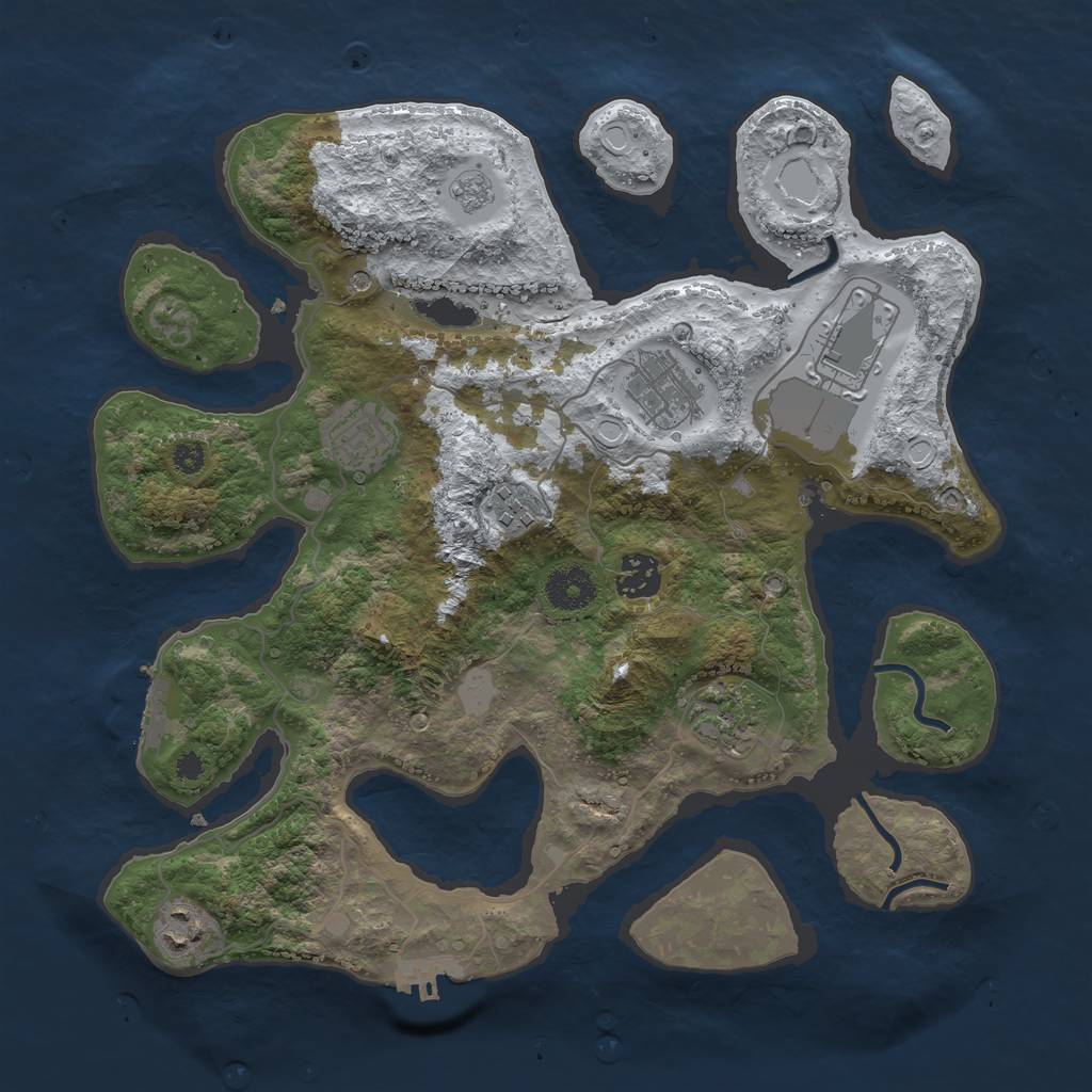 Rust Map: Procedural Map, Size: 3500, Seed: 4070530, 16 Monuments