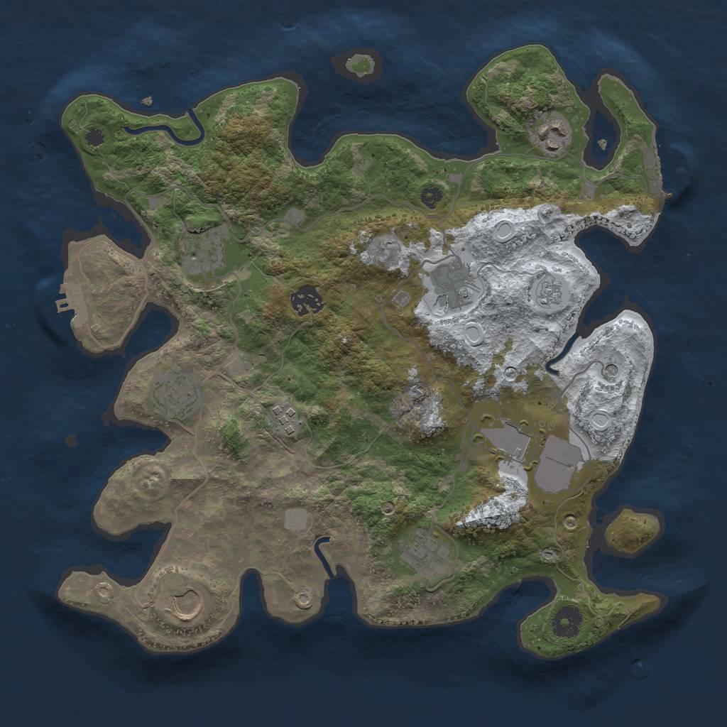 Rust Map: Procedural Map, Size: 3500, Seed: 153941768, 18 Monuments