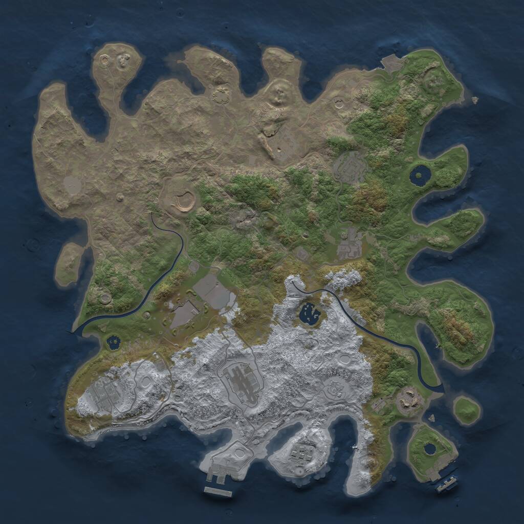 Rust Map: Procedural Map, Size: 3800, Seed: 442002590, 16 Monuments
