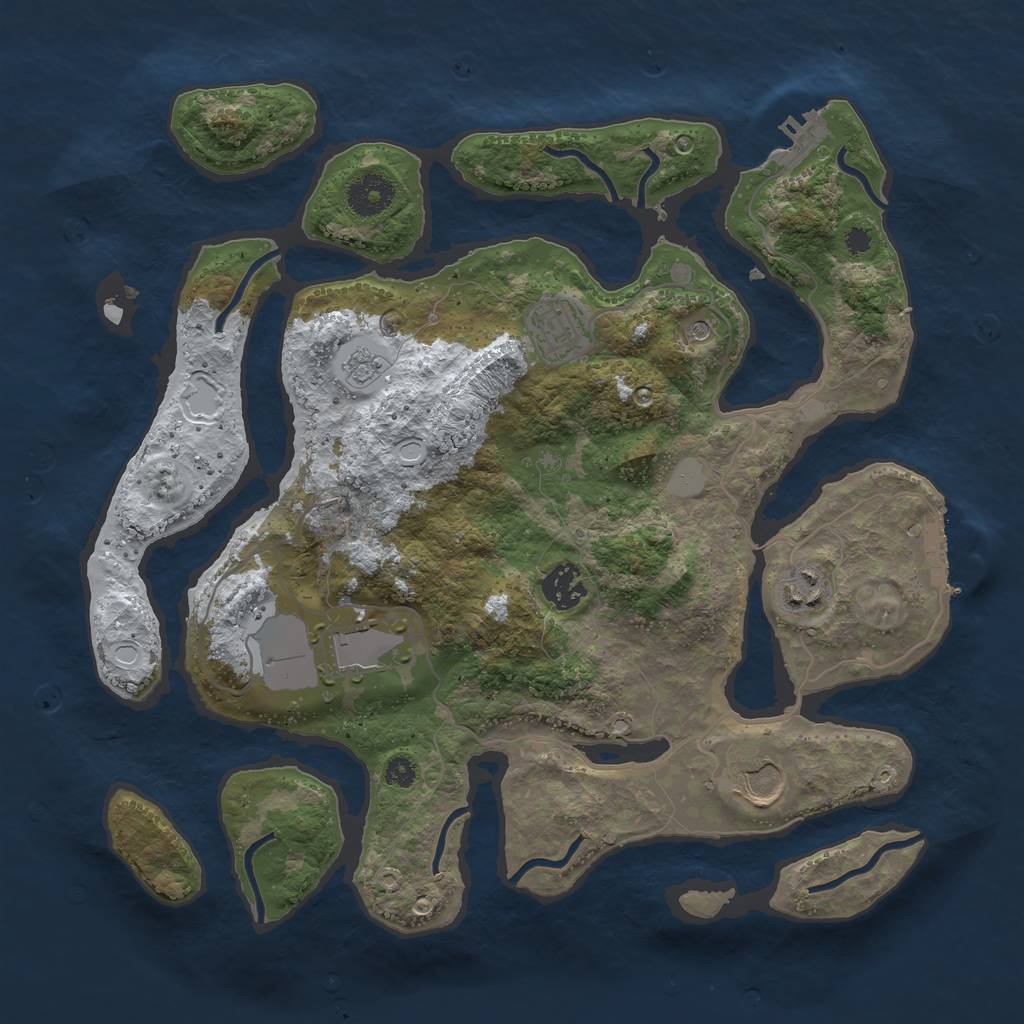 Rust Map: Procedural Map, Size: 3500, Seed: 3742542, 14 Monuments