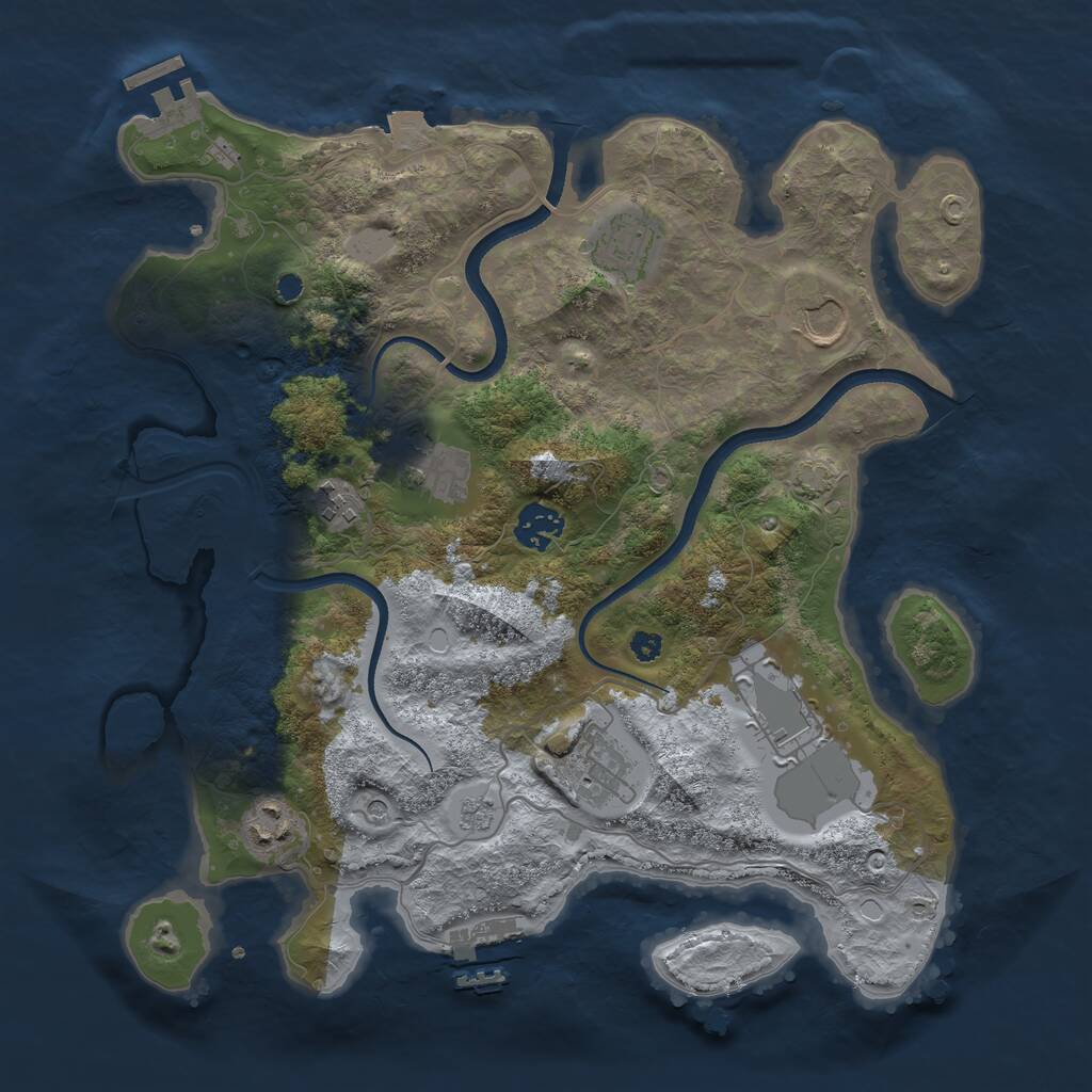 Rust Map: Procedural Map, Size: 3500, Seed: 5812237, 14 Monuments