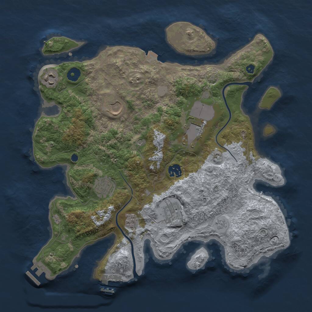 Rust Map: Procedural Map, Size: 3500, Seed: 373037, 13 Monuments