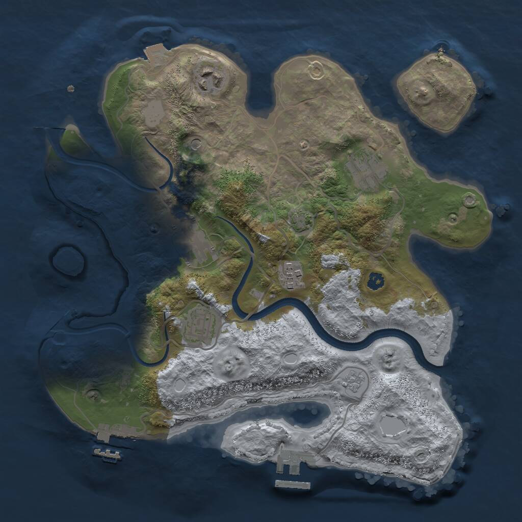 Rust Map: Procedural Map, Size: 3000, Seed: 564267, 11 Monuments