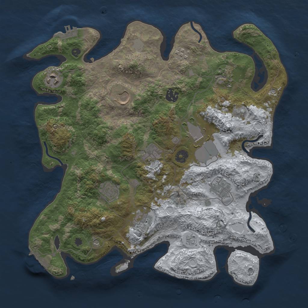Rust Map: Procedural Map, Size: 3500, Seed: 3622653, 19 Monuments