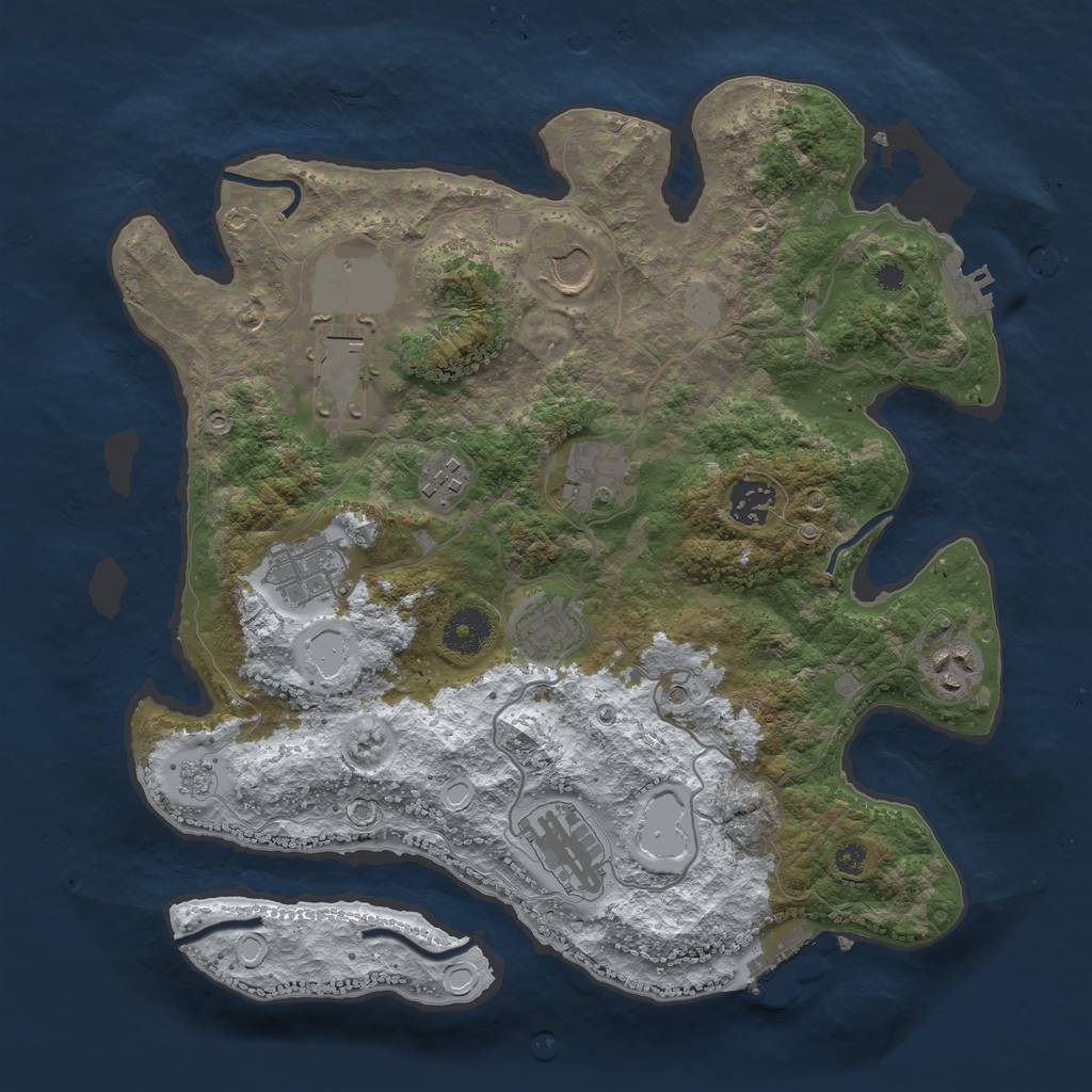 Rust Map: Procedural Map, Size: 3500, Seed: 5577993, 18 Monuments