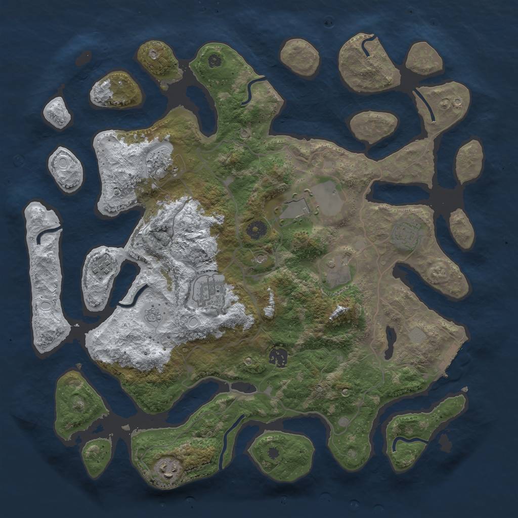 Rust Map: Procedural Map, Size: 4000, Seed: 4040, 16 Monuments