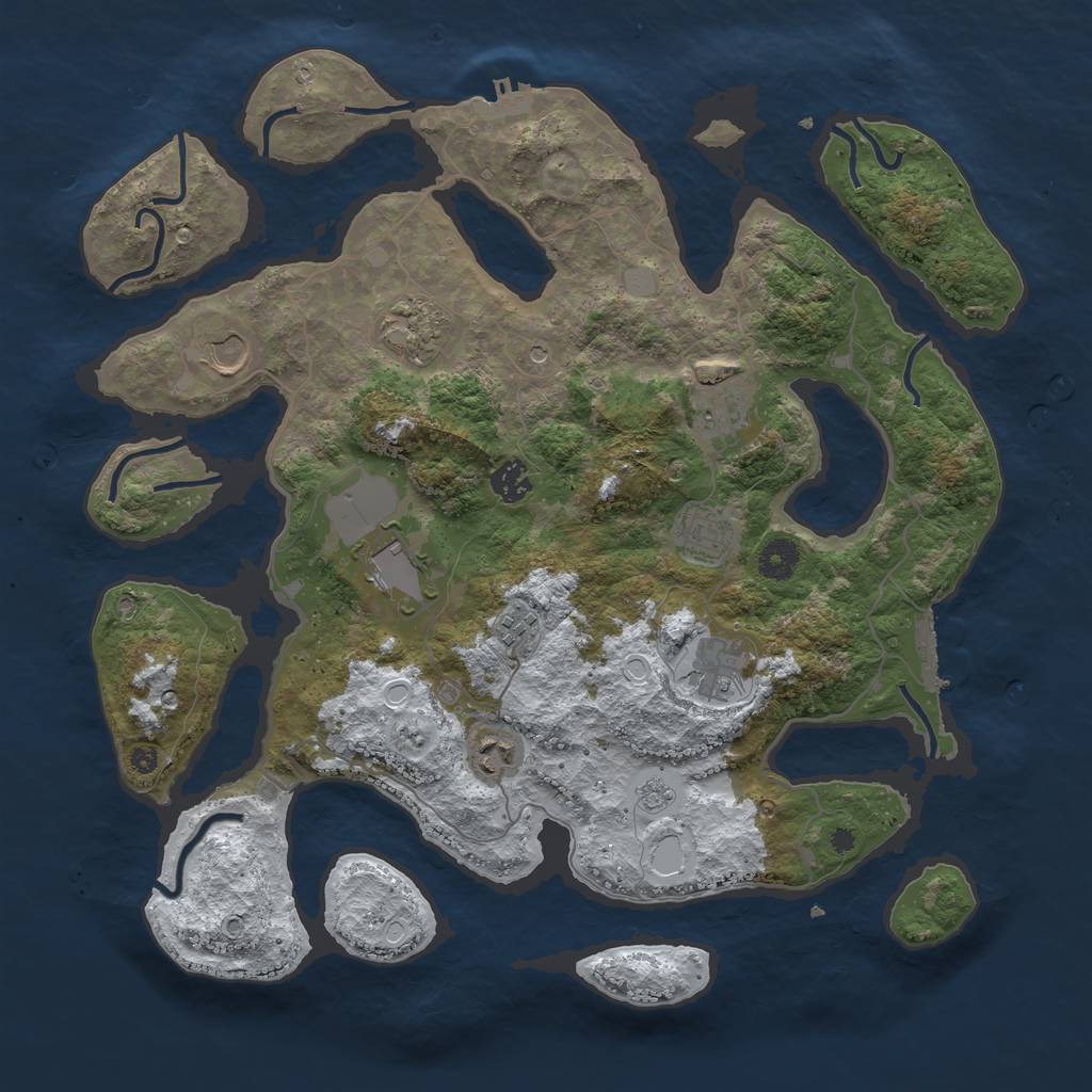 Rust Map: Procedural Map, Size: 4000, Seed: 294814717, 18 Monuments