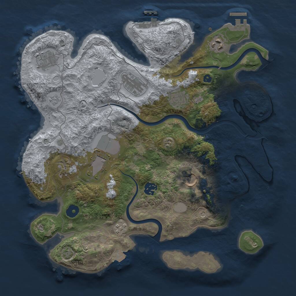 Rust Map: Procedural Map, Size: 3500, Seed: 3995623, 15 Monuments