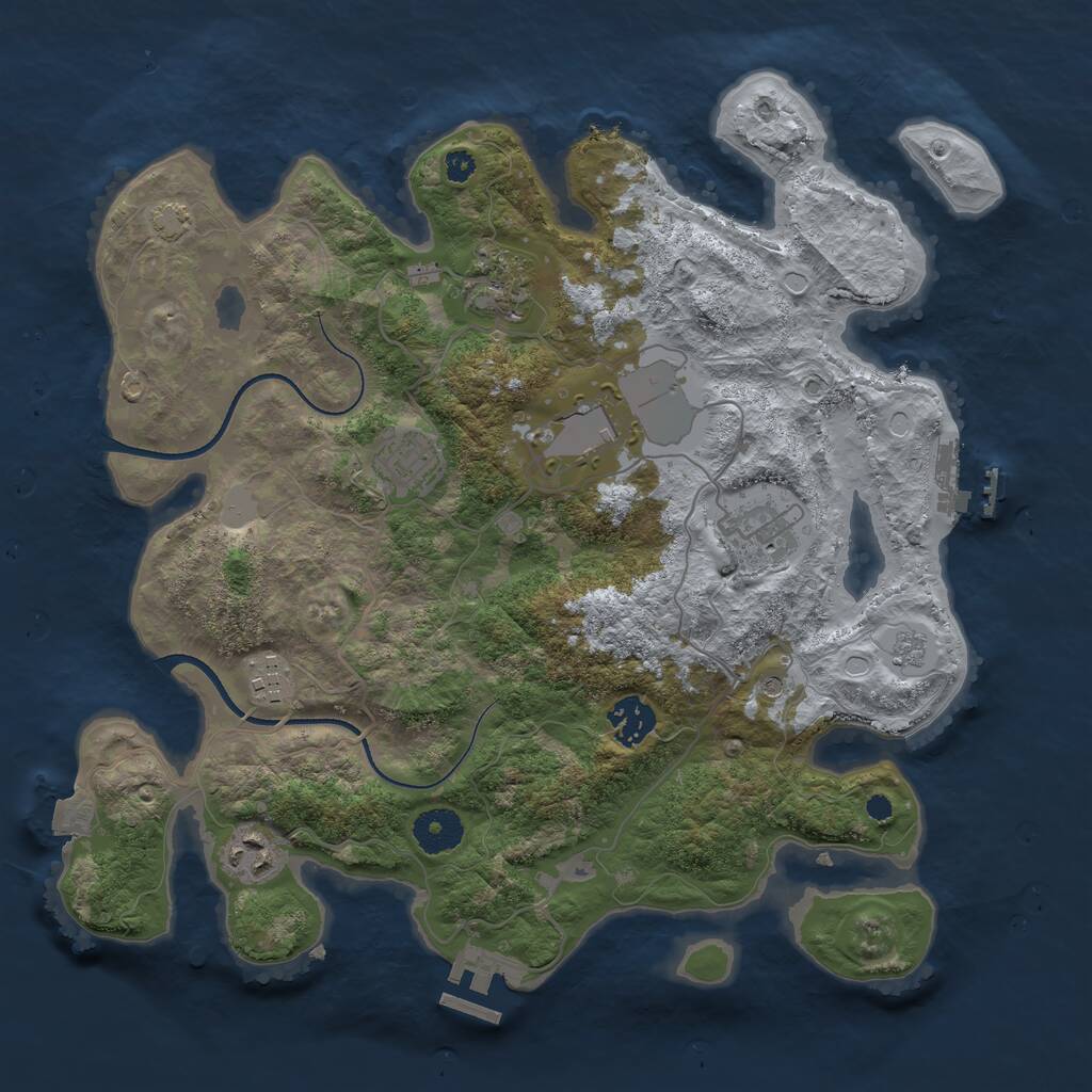 Rust Map: Procedural Map, Size: 3500, Seed: 28838, 13 Monuments
