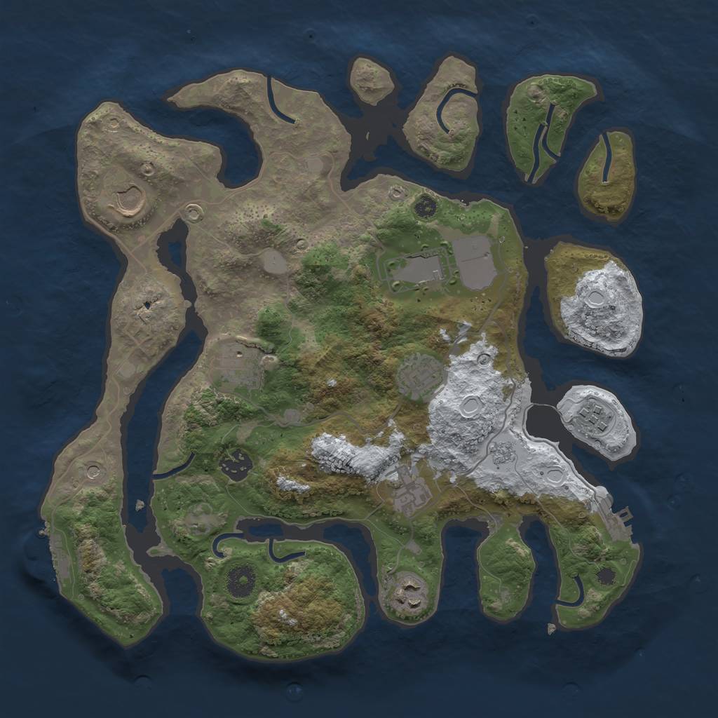 Rust Map: Procedural Map, Size: 3500, Seed: 6134726, 17 Monuments