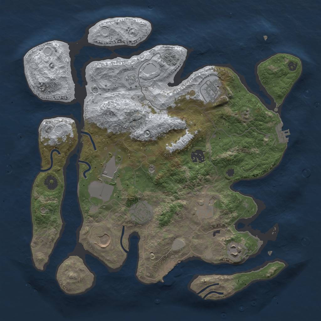 Rust Map: Procedural Map, Size: 3500, Seed: 1146010154, 17 Monuments