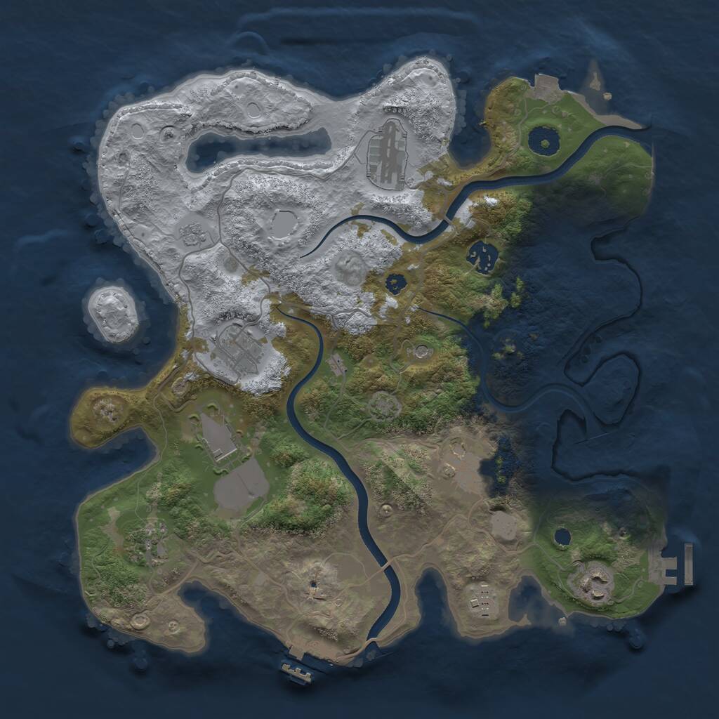 Rust Map: Procedural Map, Size: 3500, Seed: 3686799, 14 Monuments