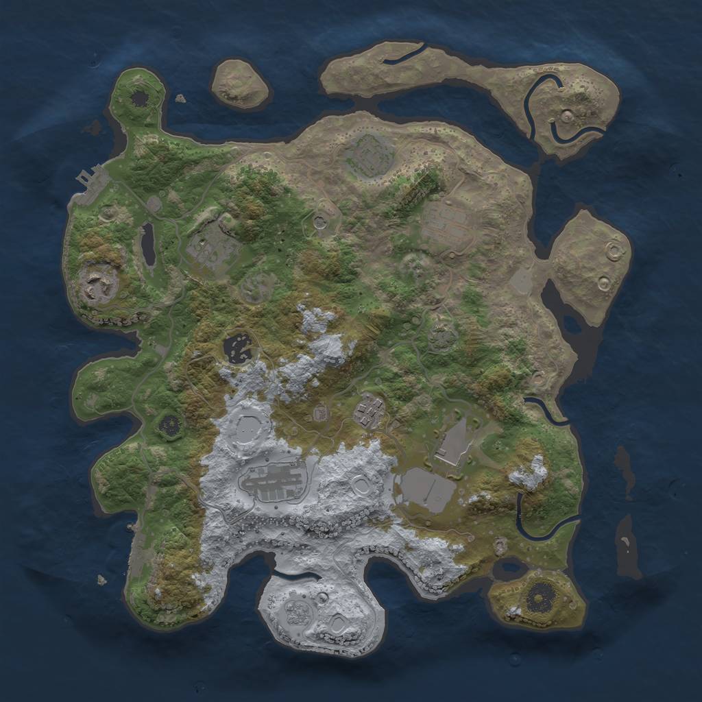 Rust Map: Procedural Map, Size: 3500, Seed: 428405871, 16 Monuments