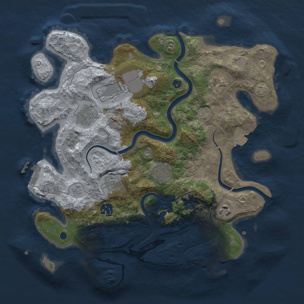 Rust Map: Procedural Map, Size: 3500, Seed: 3021677, 14 Monuments