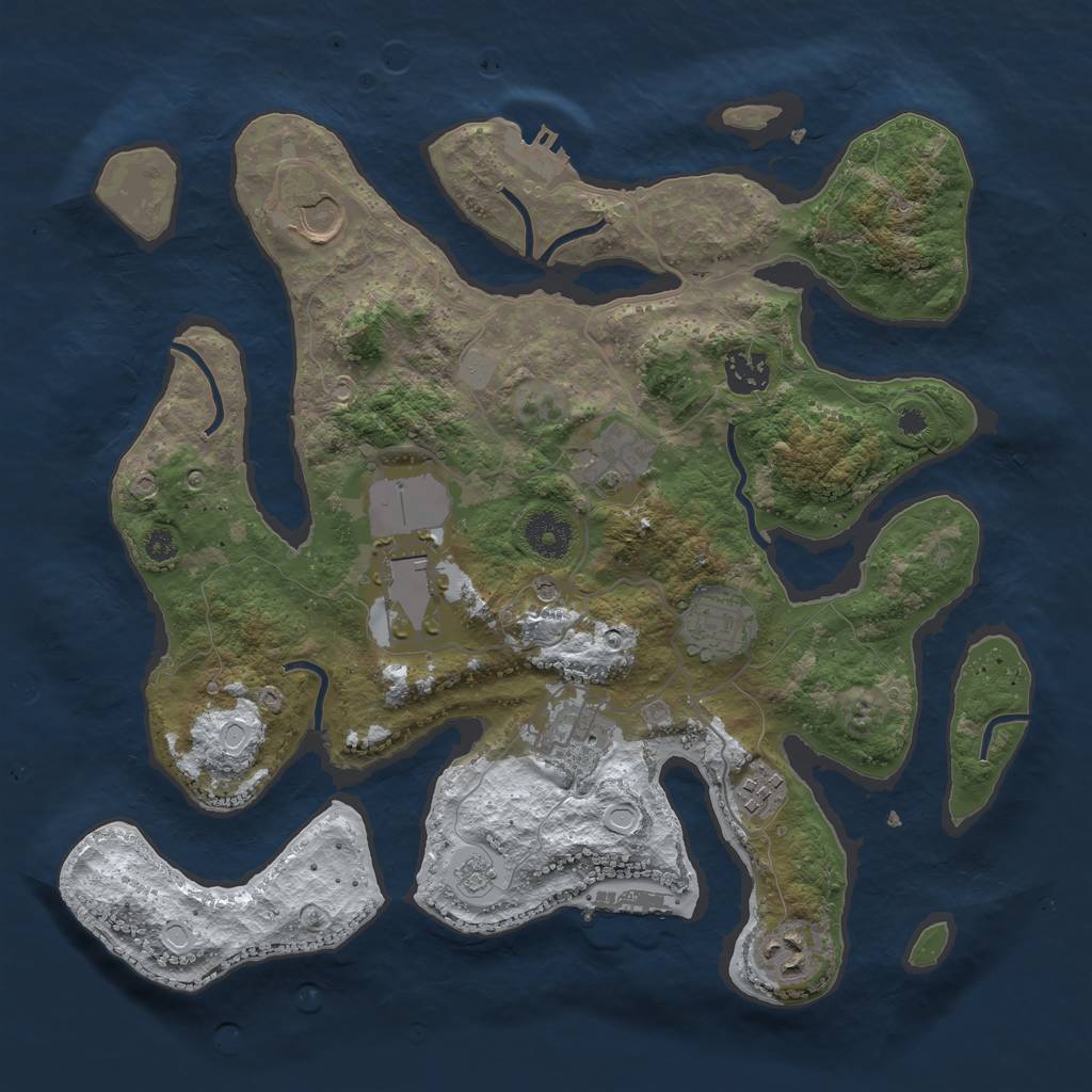 Rust Map: Procedural Map, Size: 3500, Seed: 1368912, 17 Monuments