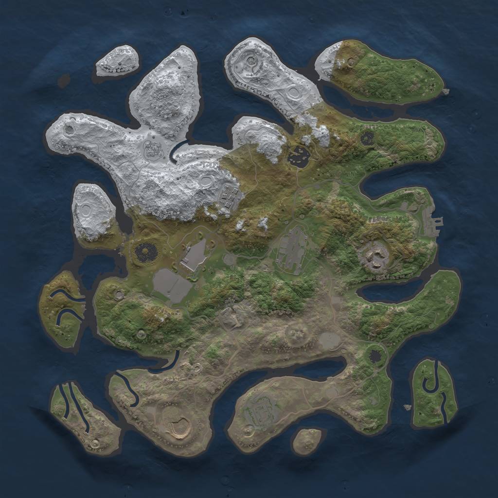 Rust Map: Procedural Map, Size: 3500, Seed: 5553014, 15 Monuments