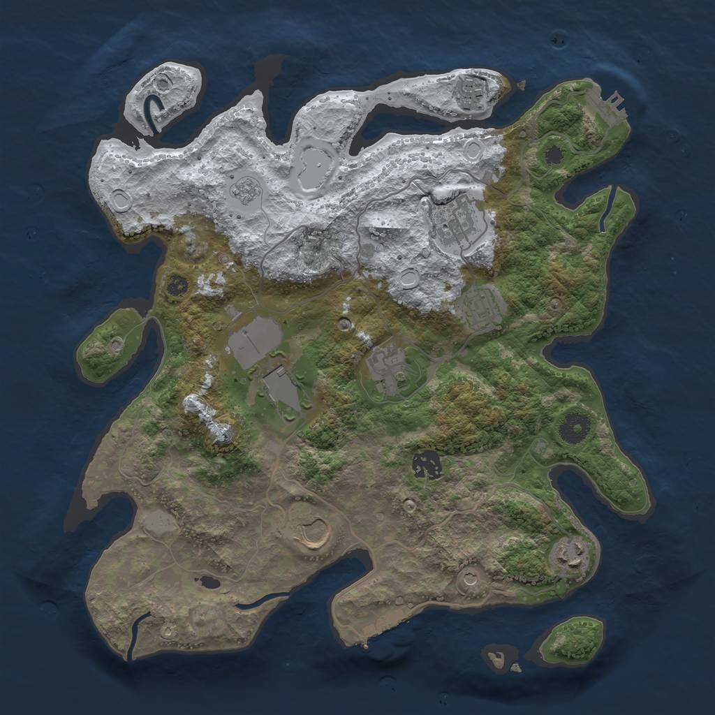 Rust Map: Procedural Map, Size: 3500, Seed: 5635747, 17 Monuments