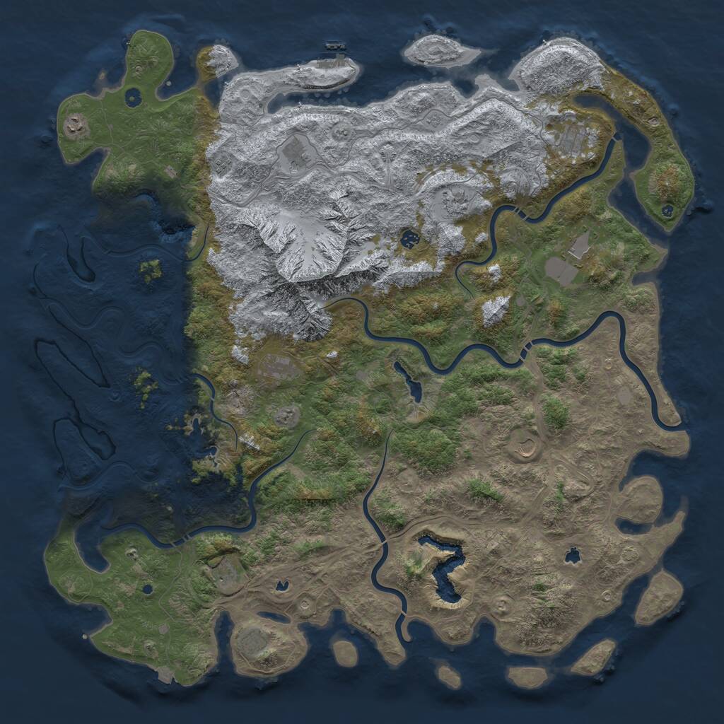 Rust Map: Procedural Map, Size: 6000, Seed: 5426, 17 Monuments