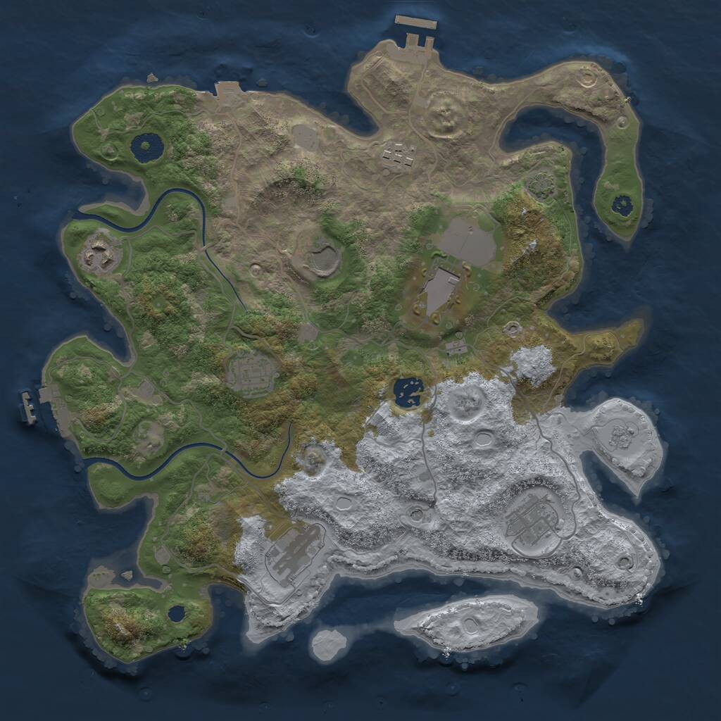 Rust Map: Procedural Map, Size: 3500, Seed: 240031225, 14 Monuments