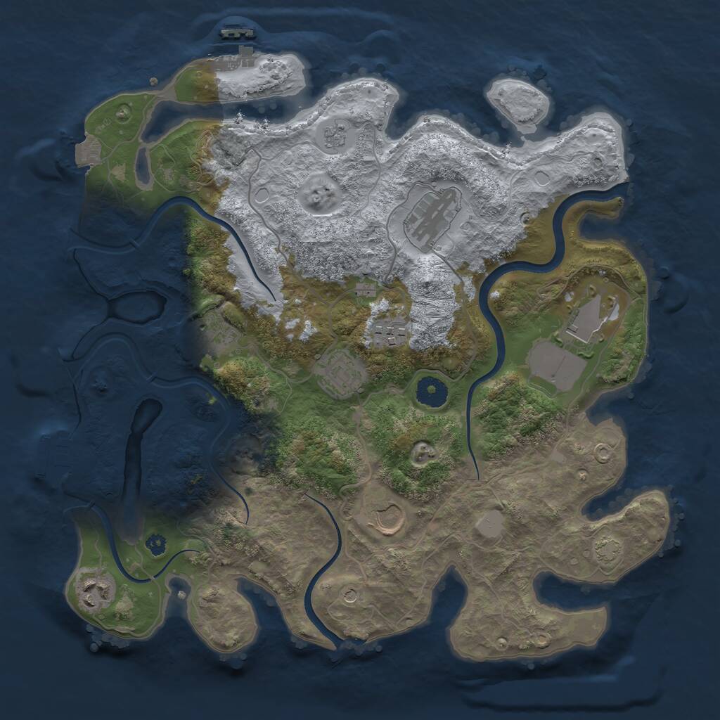 Rust Map: Procedural Map, Size: 3500, Seed: 2858082, 13 Monuments