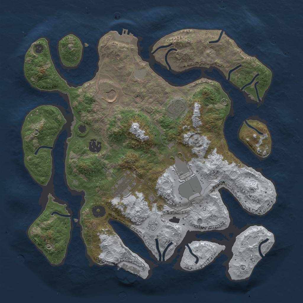Rust Map: Procedural Map, Size: 3500, Seed: 4026800, 13 Monuments