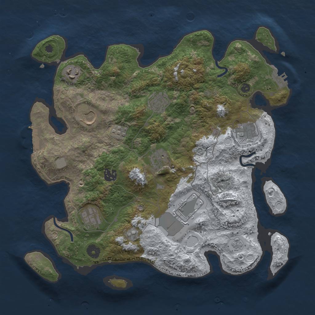 Rust Map: Procedural Map, Size: 3500, Seed: 4589099, 18 Monuments