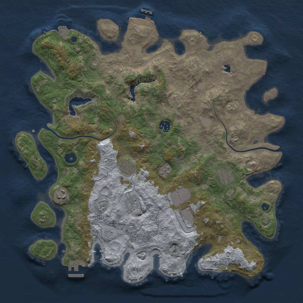 Rust Map: Procedural Map, Size: 4000, Seed: 6732456, 13 Monuments