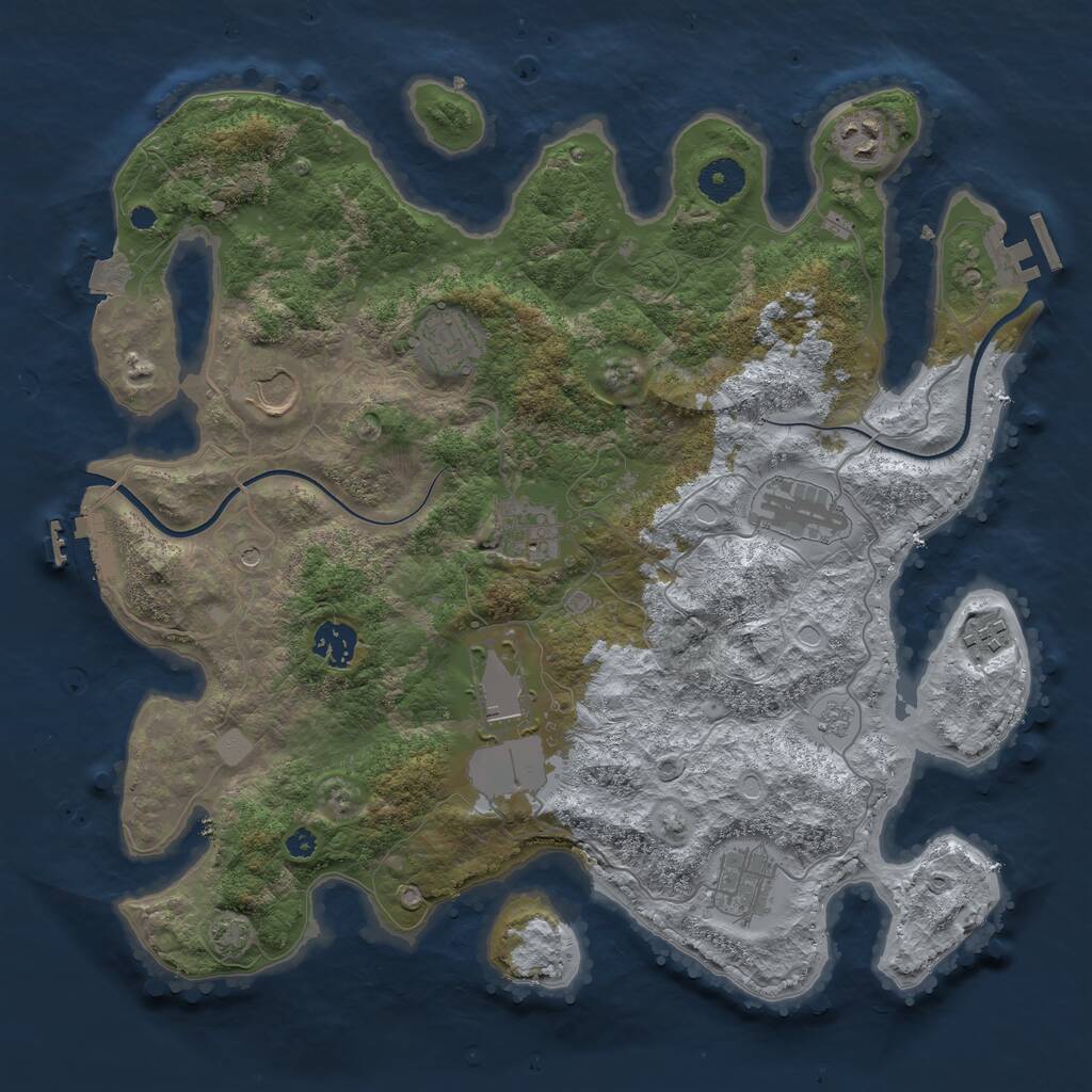 Rust Map: Procedural Map, Size: 3700, Seed: 1956751298, 15 Monuments