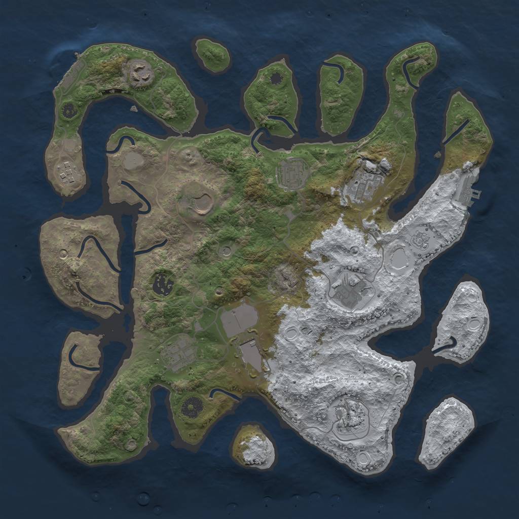 Rust Map: Procedural Map, Size: 3700, Seed: 1956751298, 19 Monuments