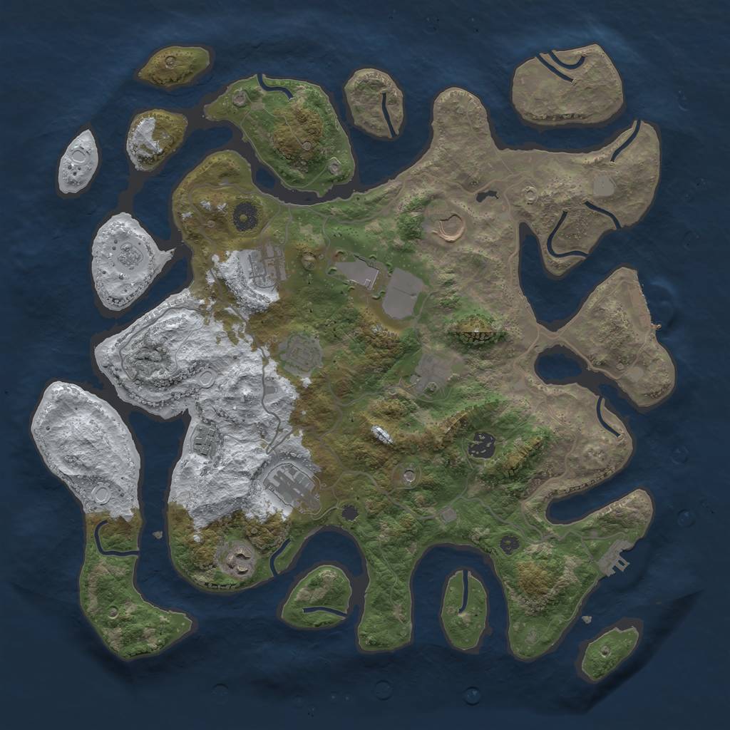 Rust Map: Procedural Map, Size: 4000, Seed: 645875, 18 Monuments