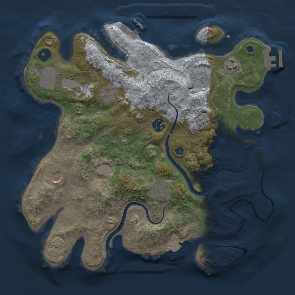 Rust Map: Procedural Map, Size: 3500, Seed: 730370, 14 Monuments