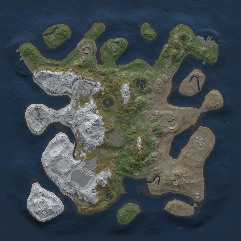 Rust Map: Procedural Map, Size: 3500, Seed: 3562486, 16 Monuments