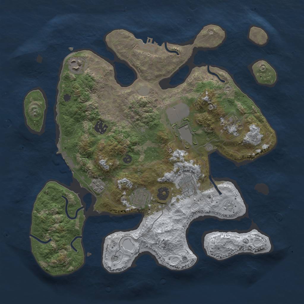 Rust Map: Procedural Map, Size: 3500, Seed: 1319502982, 16 Monuments