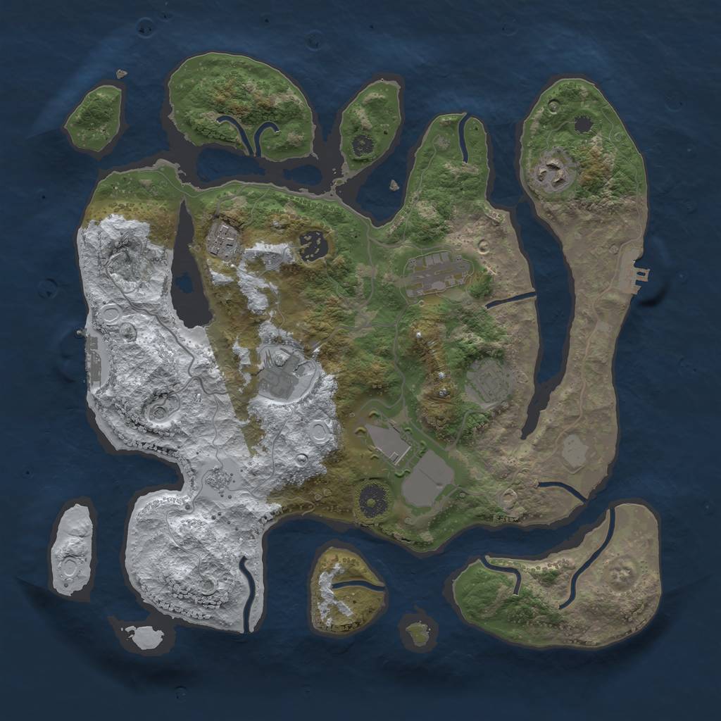 Rust Map: Procedural Map, Size: 3500, Seed: 3006975, 16 Monuments
