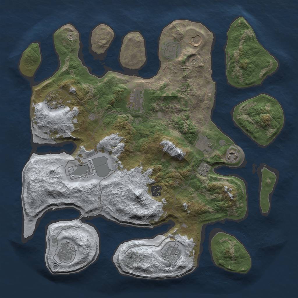 Rust Map: Barren, Size: 3900, Seed: 6000, 14 Monuments