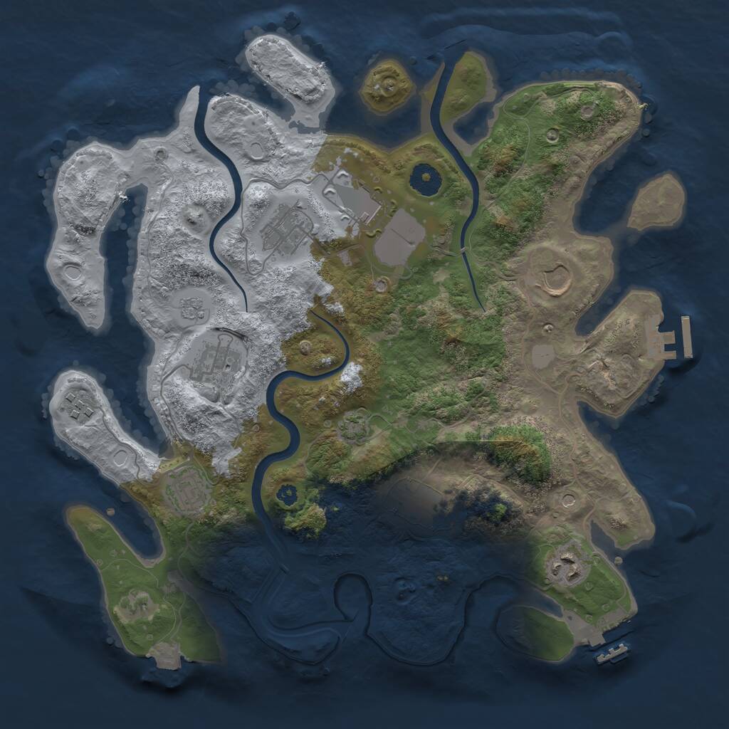 Rust Map: Procedural Map, Size: 3500, Seed: 6205398, 14 Monuments