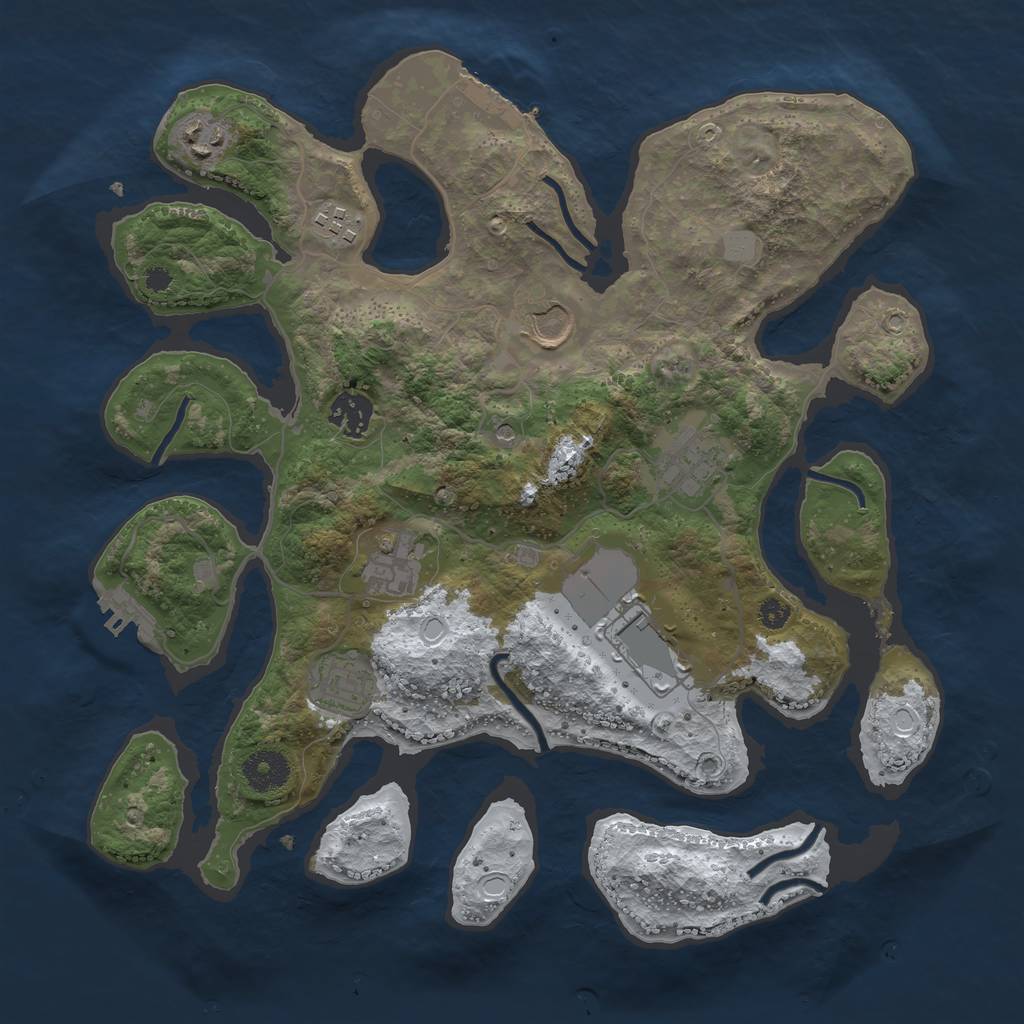 Rust Map: Procedural Map, Size: 3500, Seed: 5777620, 16 Monuments
