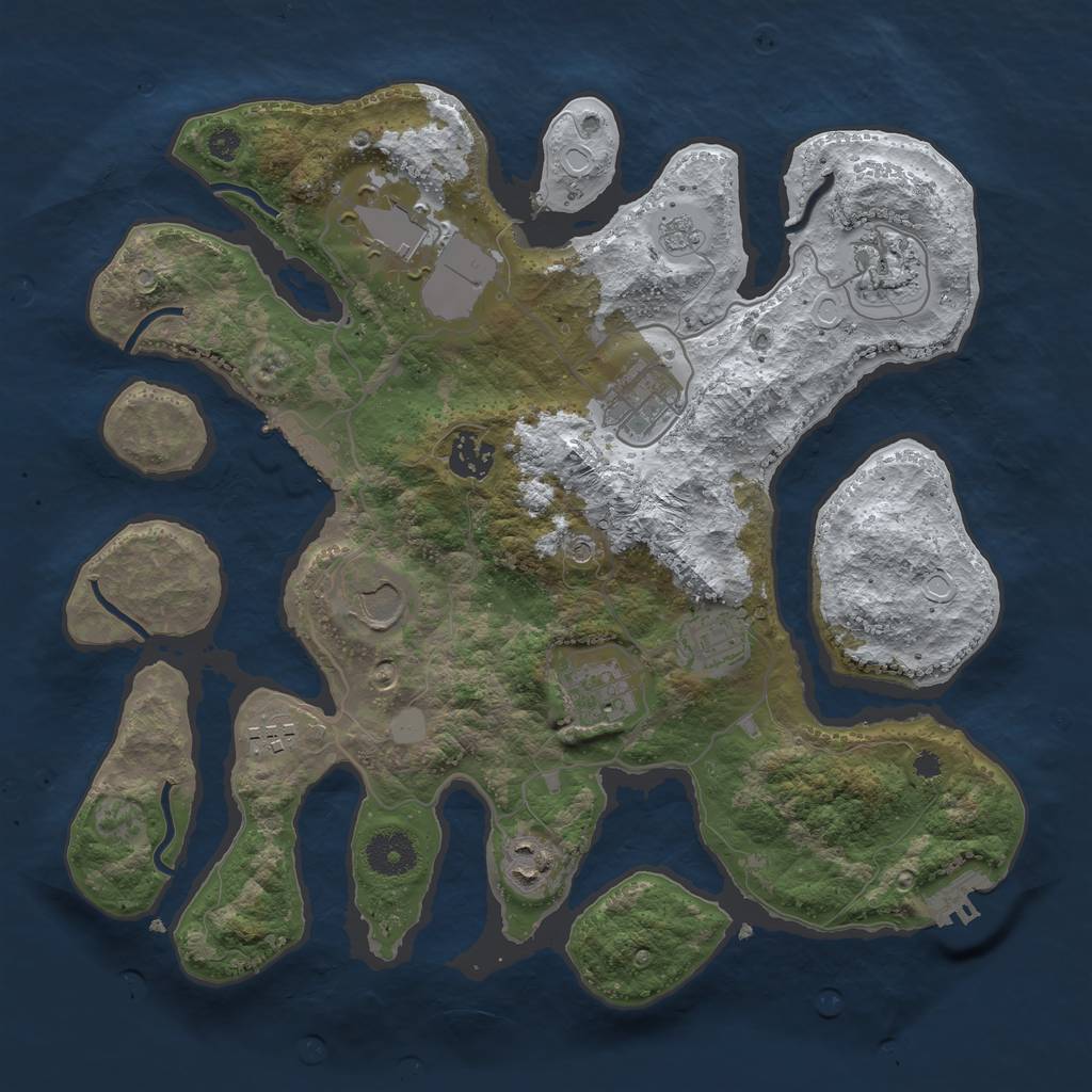 Rust Map: Procedural Map, Size: 3500, Seed: 3963940, 18 Monuments