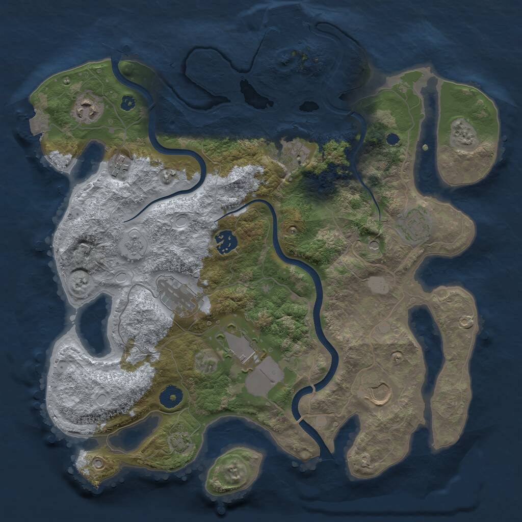 Rust Map: Procedural Map, Size: 3500, Seed: 4794050, 13 Monuments