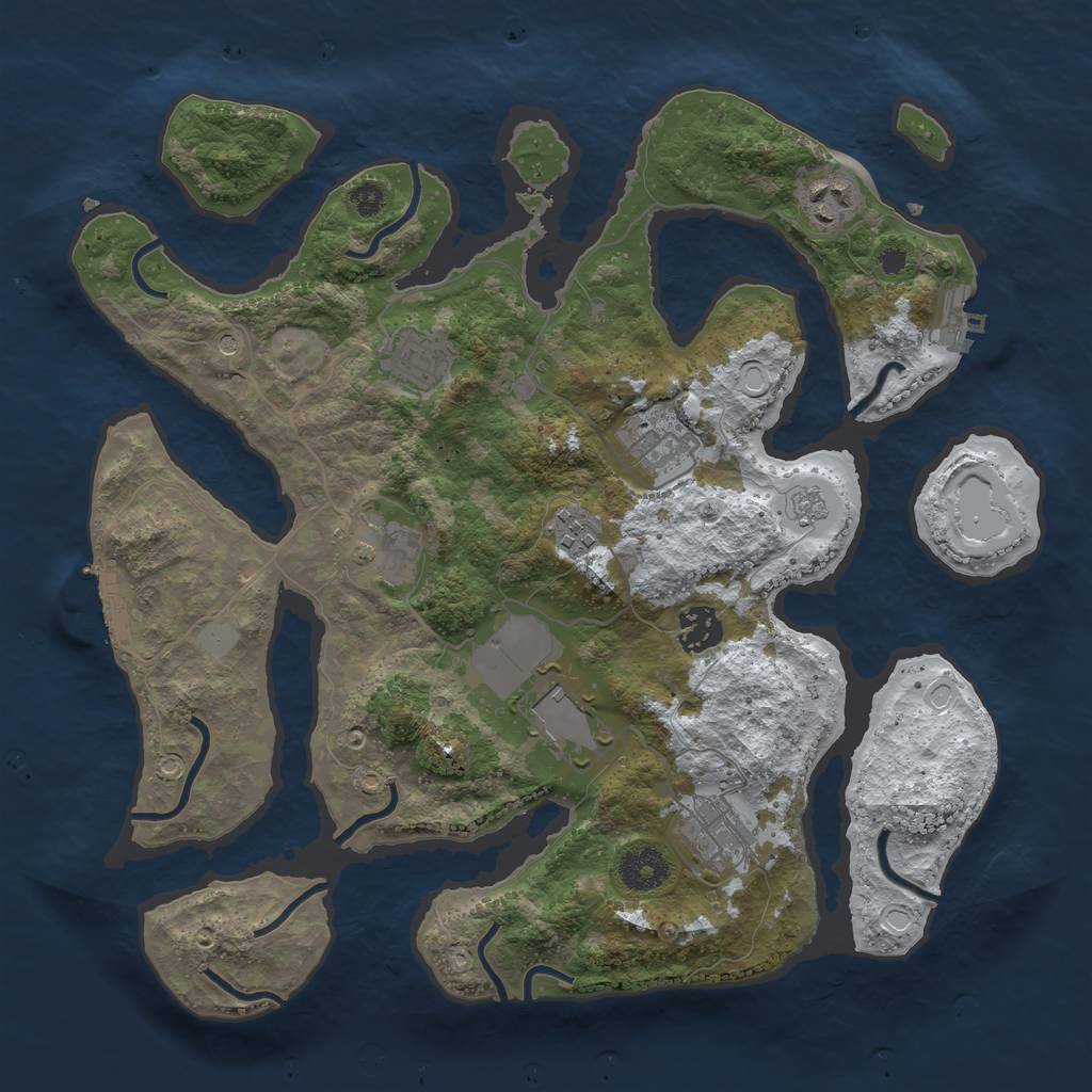 Rust Map: Procedural Map, Size: 3500, Seed: 2721969, 17 Monuments