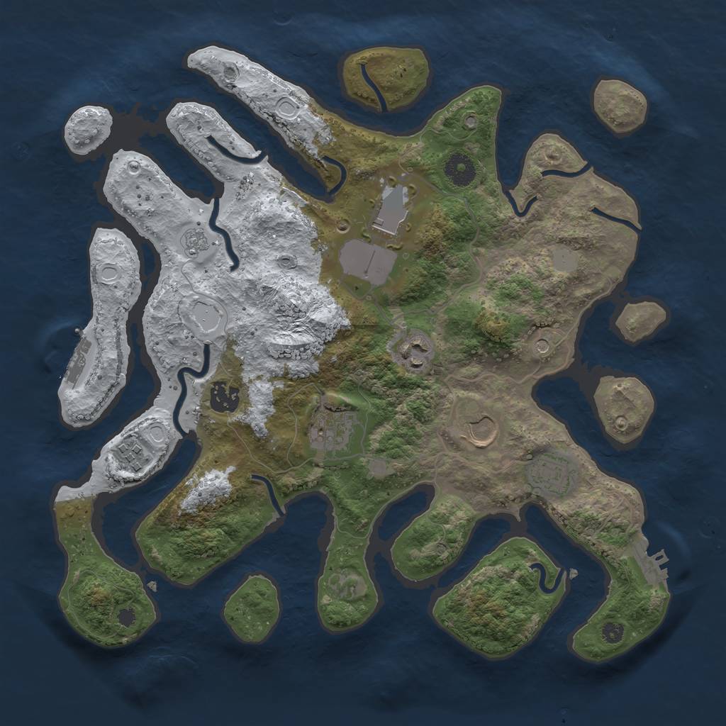 Rust Map: Procedural Map, Size: 3500, Seed: 2270849, 16 Monuments