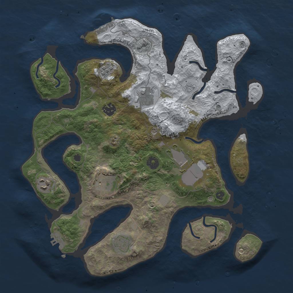 Rust Map: Procedural Map, Size: 3500, Seed: 5449211, 16 Monuments