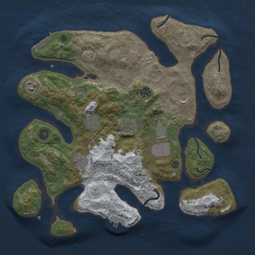 Rust Map: Procedural Map, Size: 3500, Seed: 1506836470, 17 Monuments