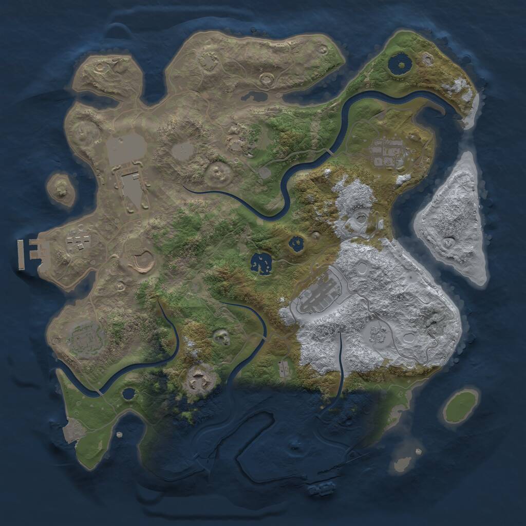 Rust Map: Procedural Map, Size: 3500, Seed: 3059727, 15 Monuments