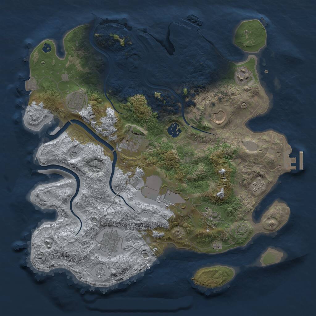 Rust Map: Procedural Map, Size: 3500, Seed: 2720697, 15 Monuments