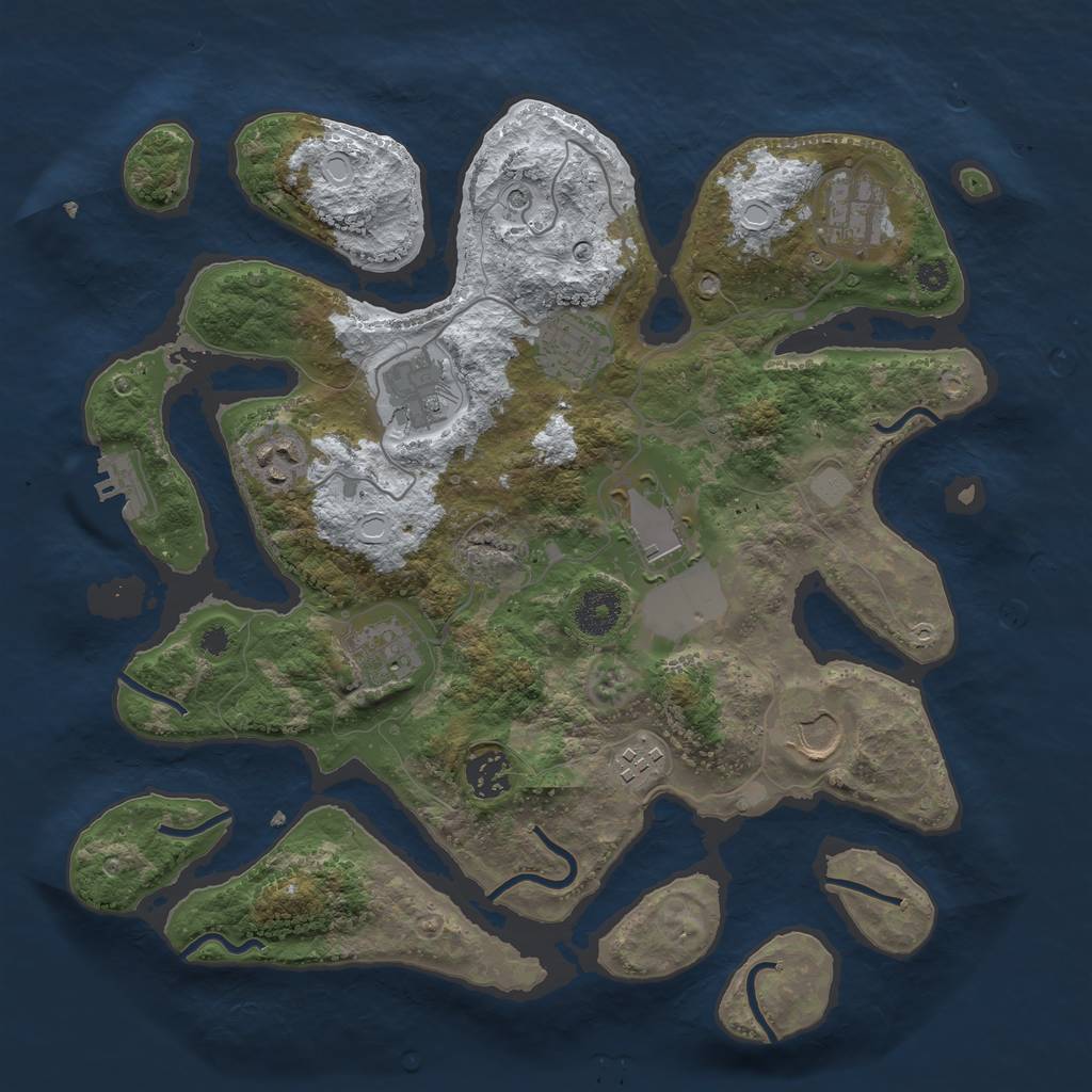 Rust Map: Procedural Map, Size: 3500, Seed: 1381658, 16 Monuments