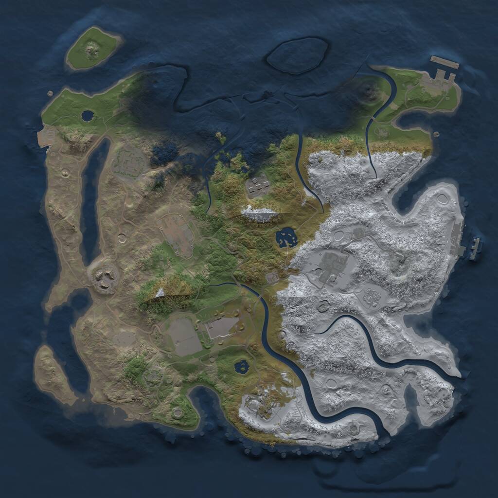 Rust Map: Procedural Map, Size: 3500, Seed: 5493805, 14 Monuments