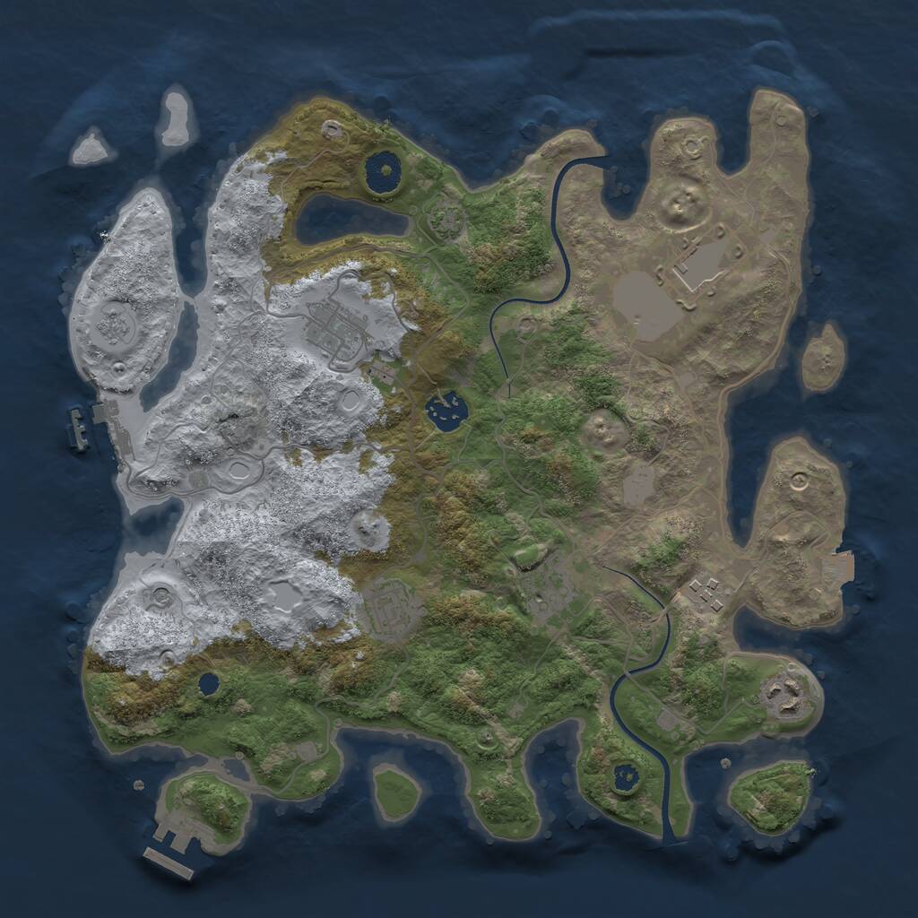 Rust Map: Procedural Map, Size: 3500, Seed: 5355003, 13 Monuments